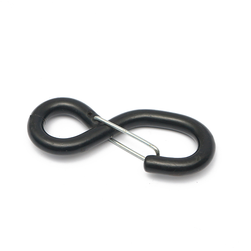 1-inch 1200kg Black PVC Coated S Hook With Safety Pins For Tie Down Strap